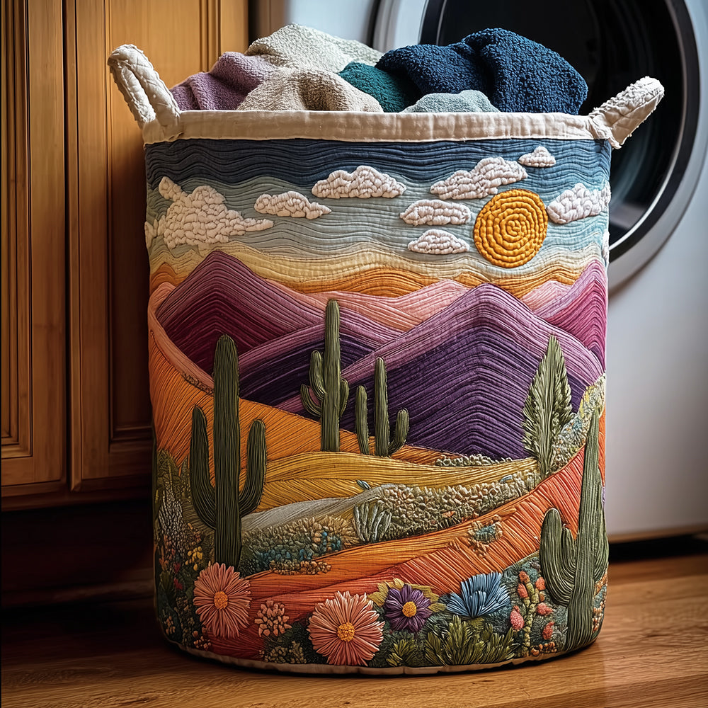 Cactus Sunset Quilted Laundry Basket Ideal Present For Newlyweds(1)