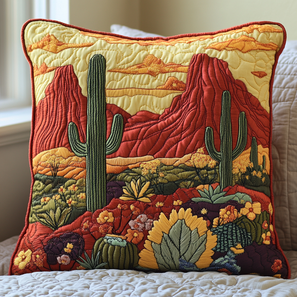 Cactus Trail Quilted Pillow Case Best Cool Pillow Cases Christmas Cactus Gift