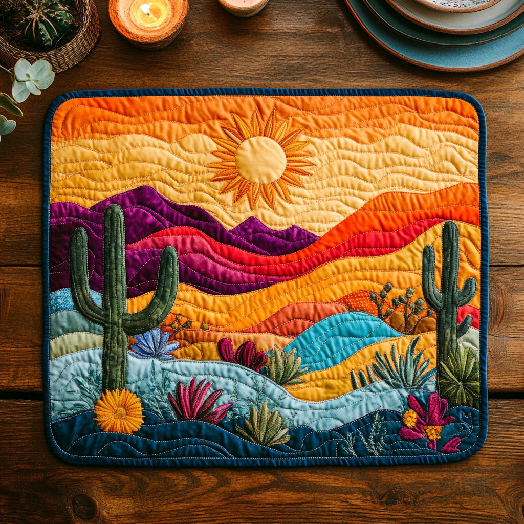 Cactus Trail Quilted Placemat Modern Holiday Decor Cactus Gifts For Her