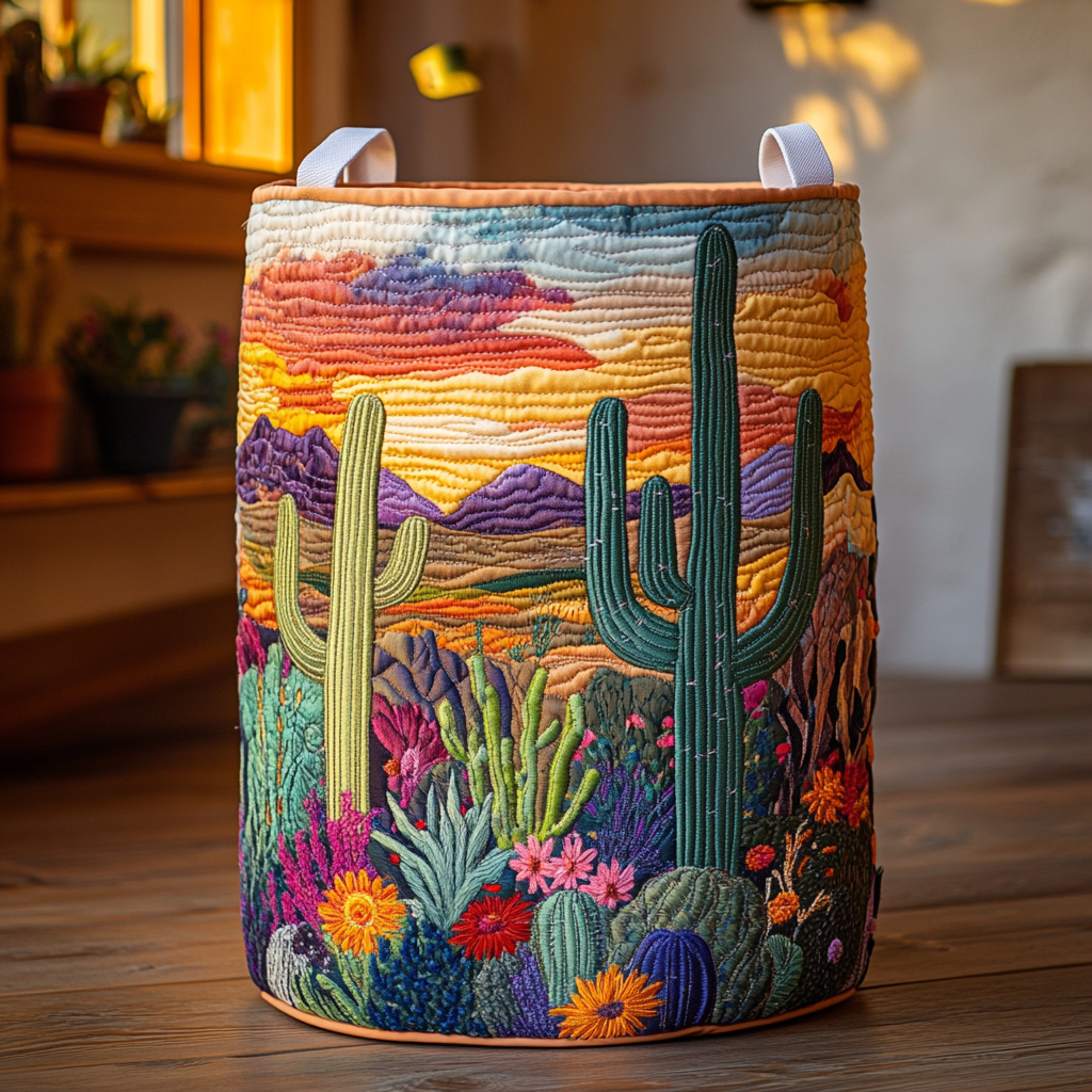 Cactus Vista Quilted Laundry Basket Perfect Birthday Gift Idea