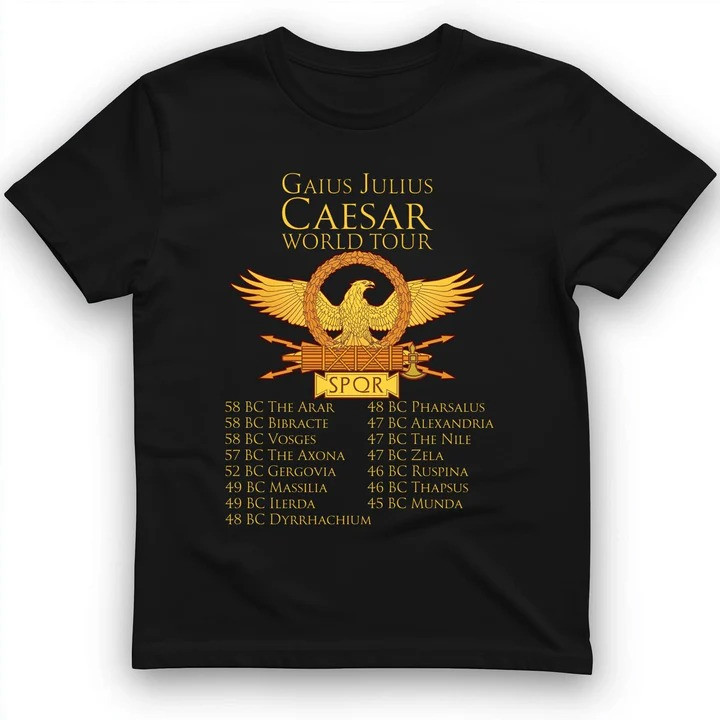Caesar World Tour T Shirt Roman Empire History Tee Gift for History Lovers