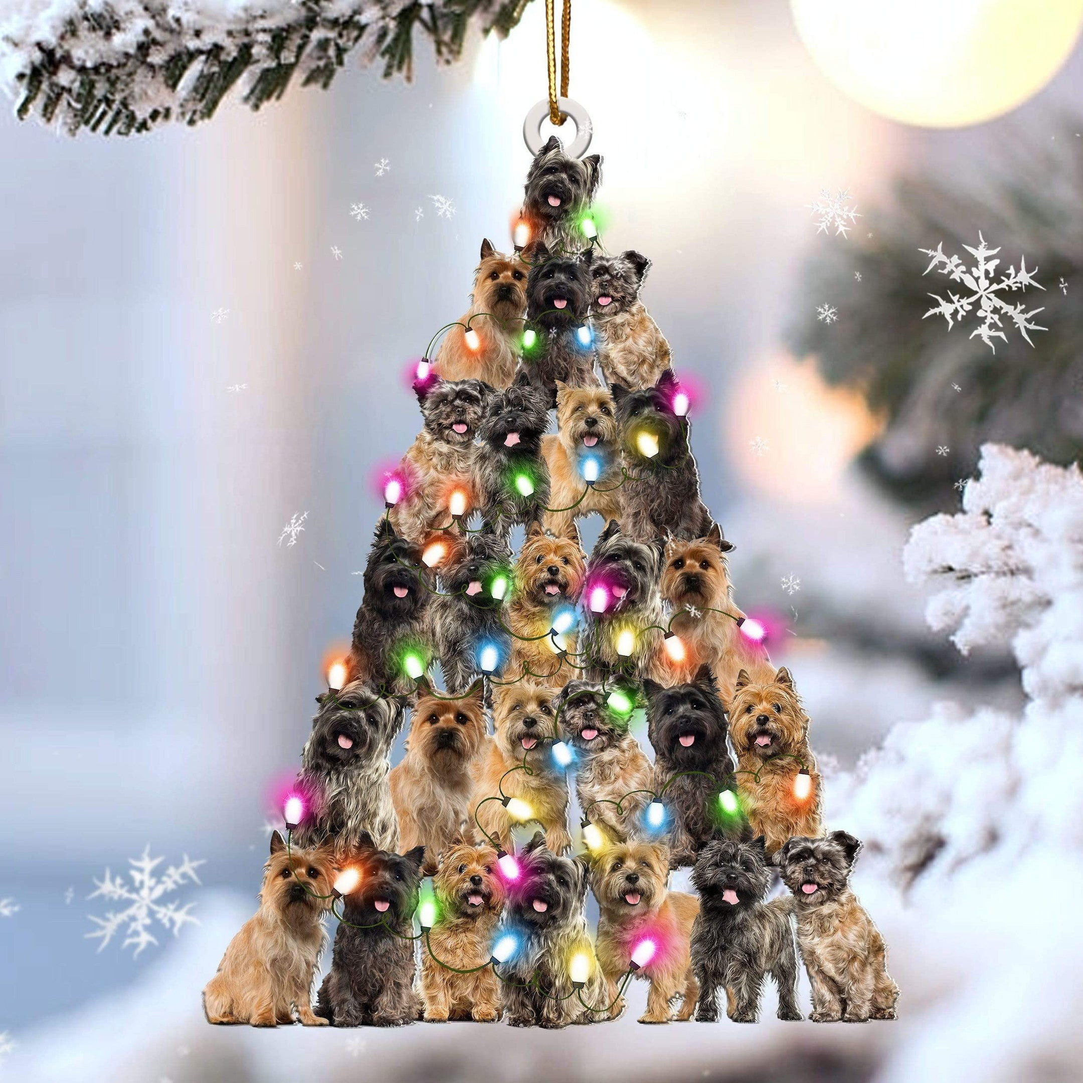 Cairn Terrier Christmas Tree Shaped Acrylic Ornament For Cairn Terrier Lovers