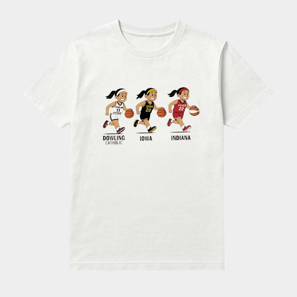 Caitlin Clark Evolution Shirt Dowling Catholic Iowa Indiana Cartoon Shirt Basketball Fan Gift