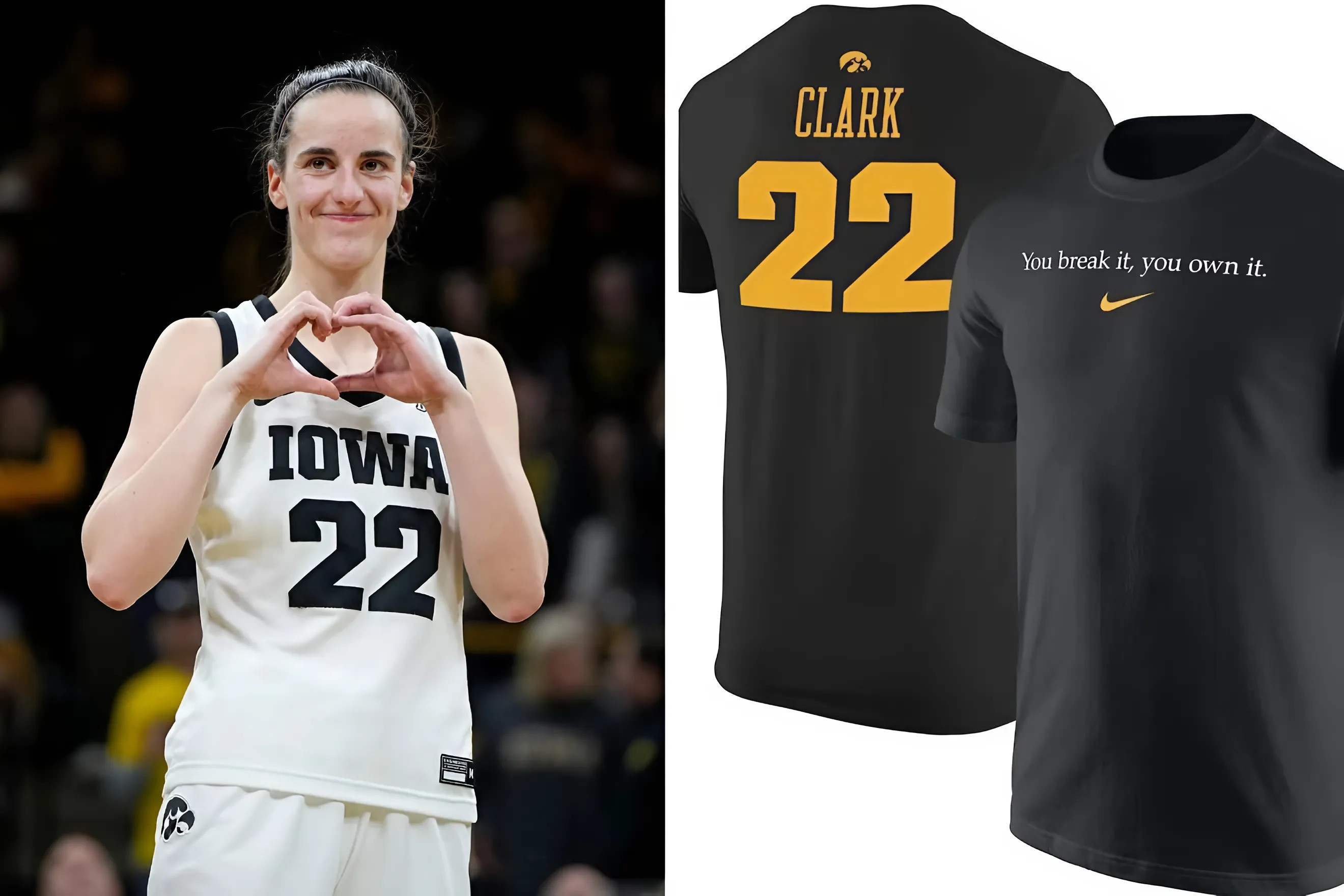 Caitlin Clark You Break It You Own It Nike T-Shirt Clark 22 Fan Gift
