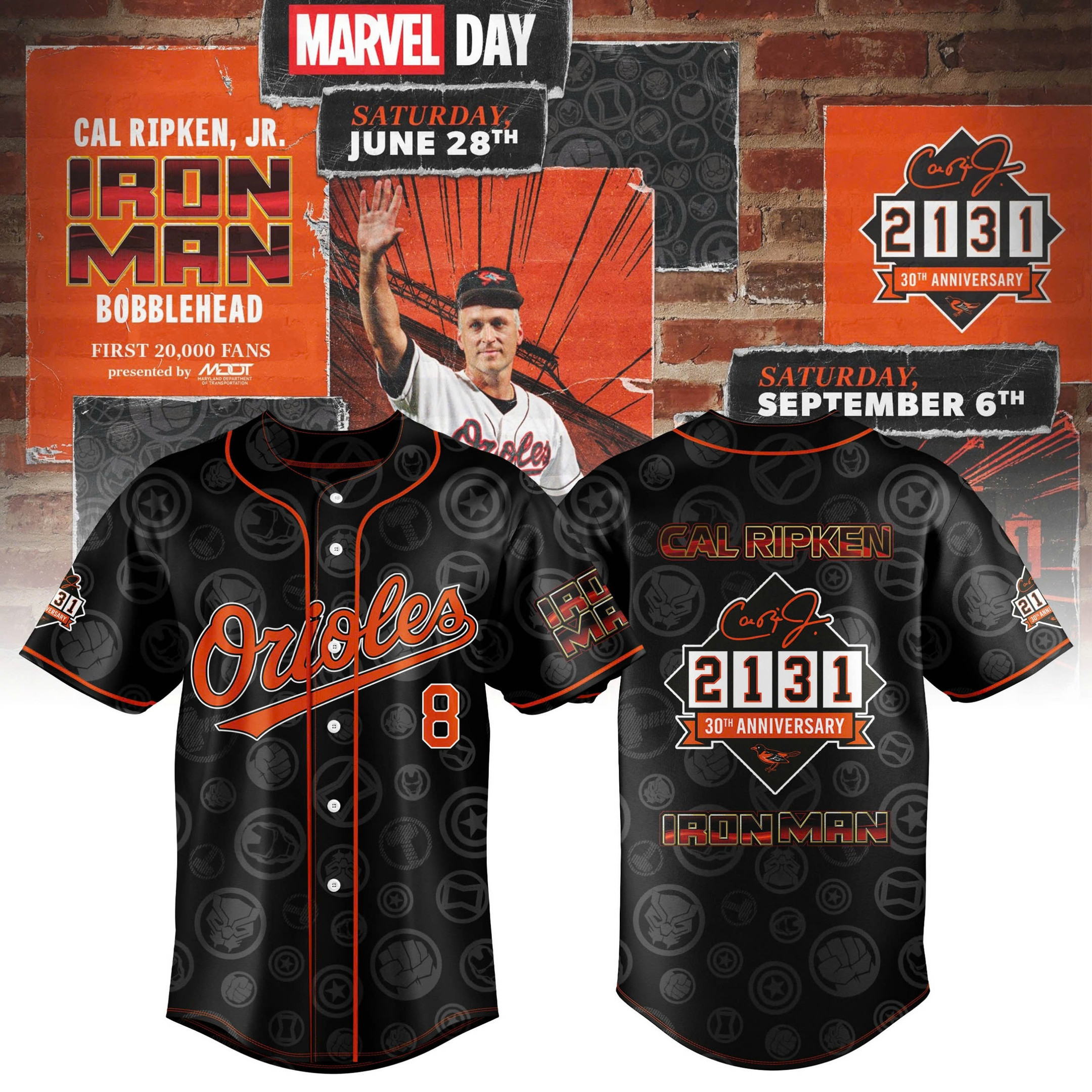 Cal Ripken Jr with A Special Tribute Jersey The Iron Man Of Baseball Jersey Fans Gifts