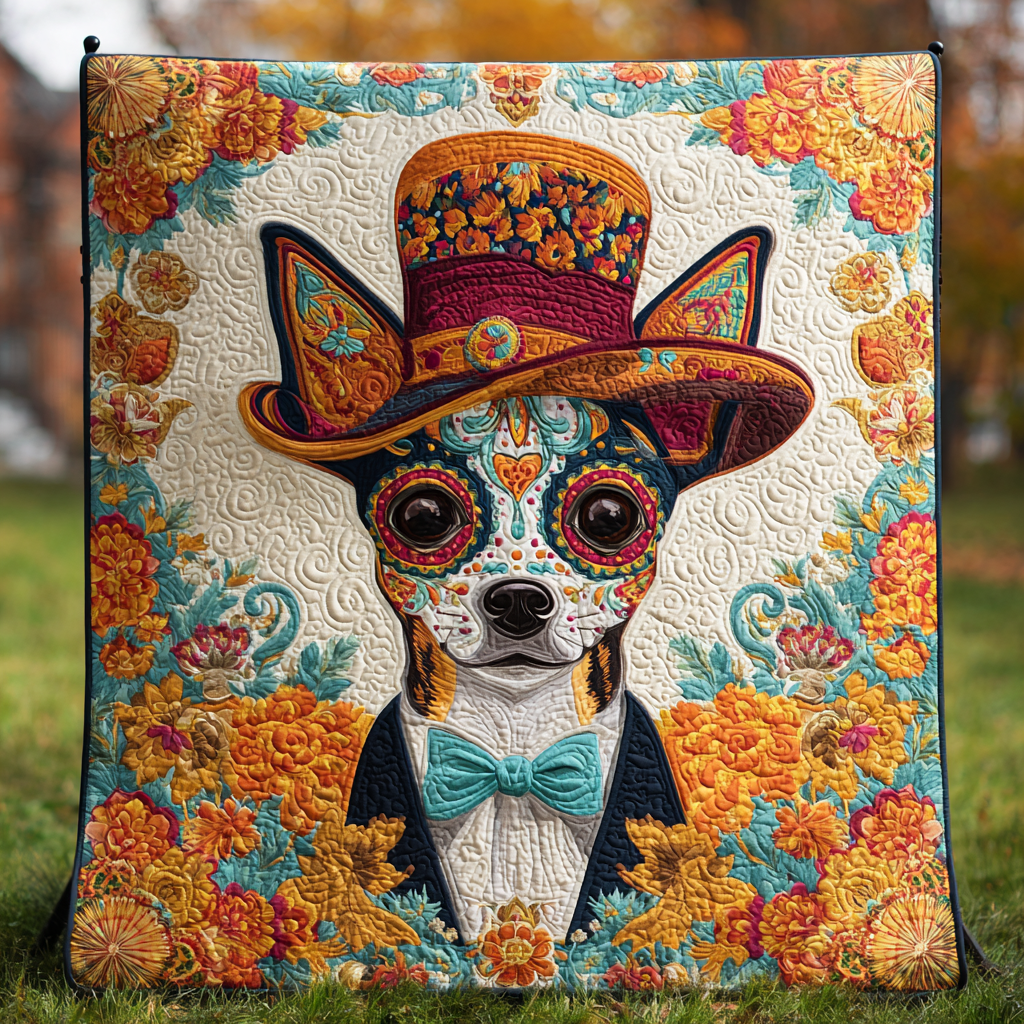 Calavera Canine Quilted Blanket Xmas Holiday Good Family Gifts For Christmas