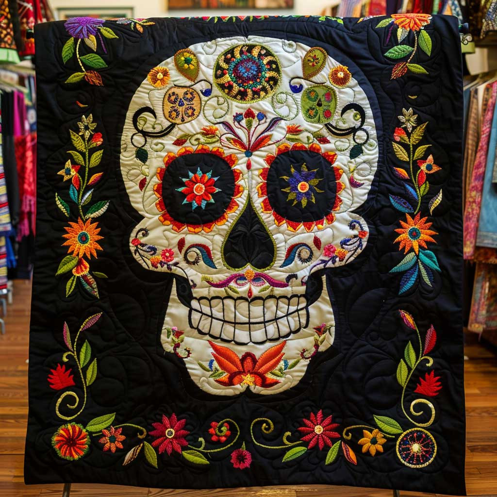 Calavera Sugar Skull Quilt Blanket Couch Blanket Best Mother's Day Gifts For First Time Mom