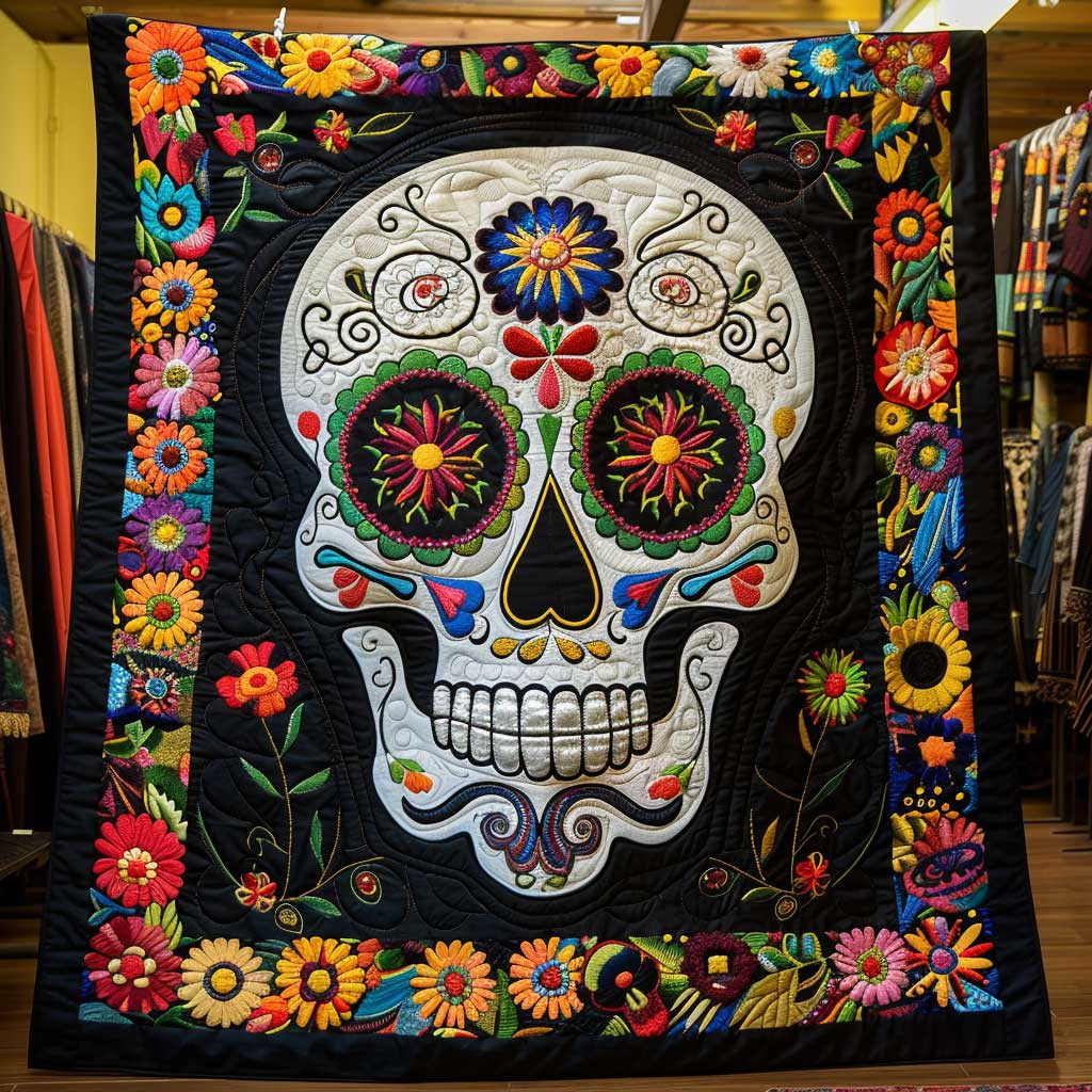 Calavera Sugar Skull Quilt Blanket Soft Throw Blanket Gifts For Father's Day From Wife