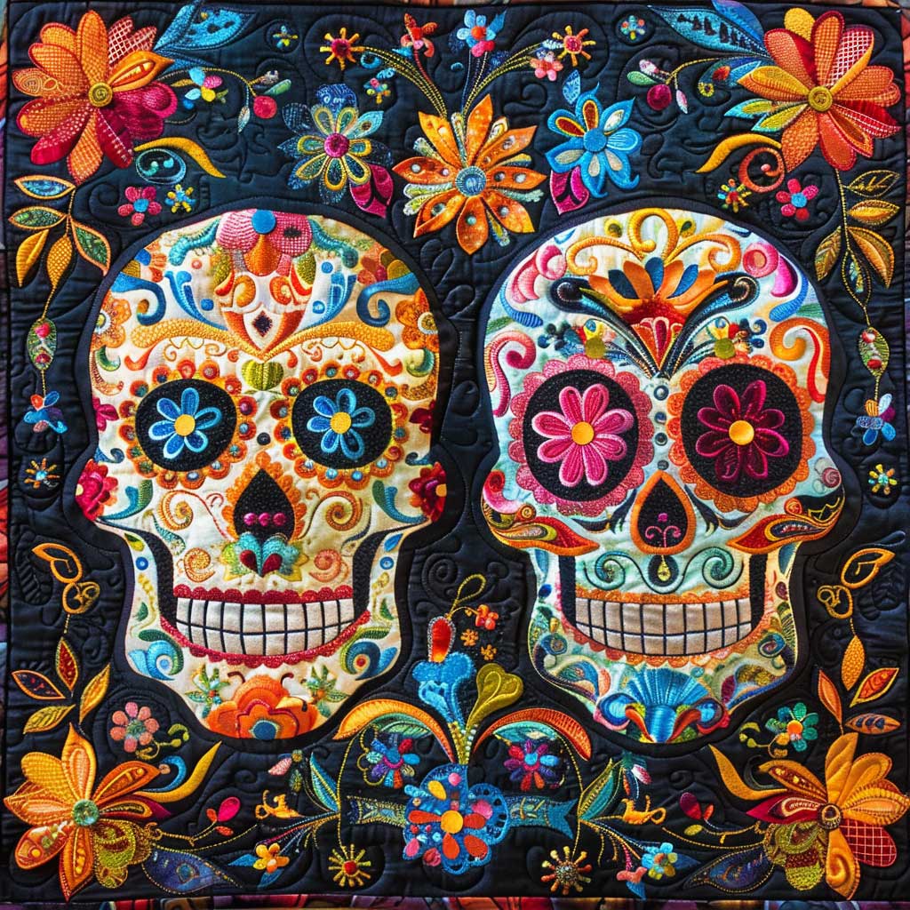 Calavera Sugar Skulls Quilt Blanket Christmas Blanket Birthday Gifts For Daughter From Dad
