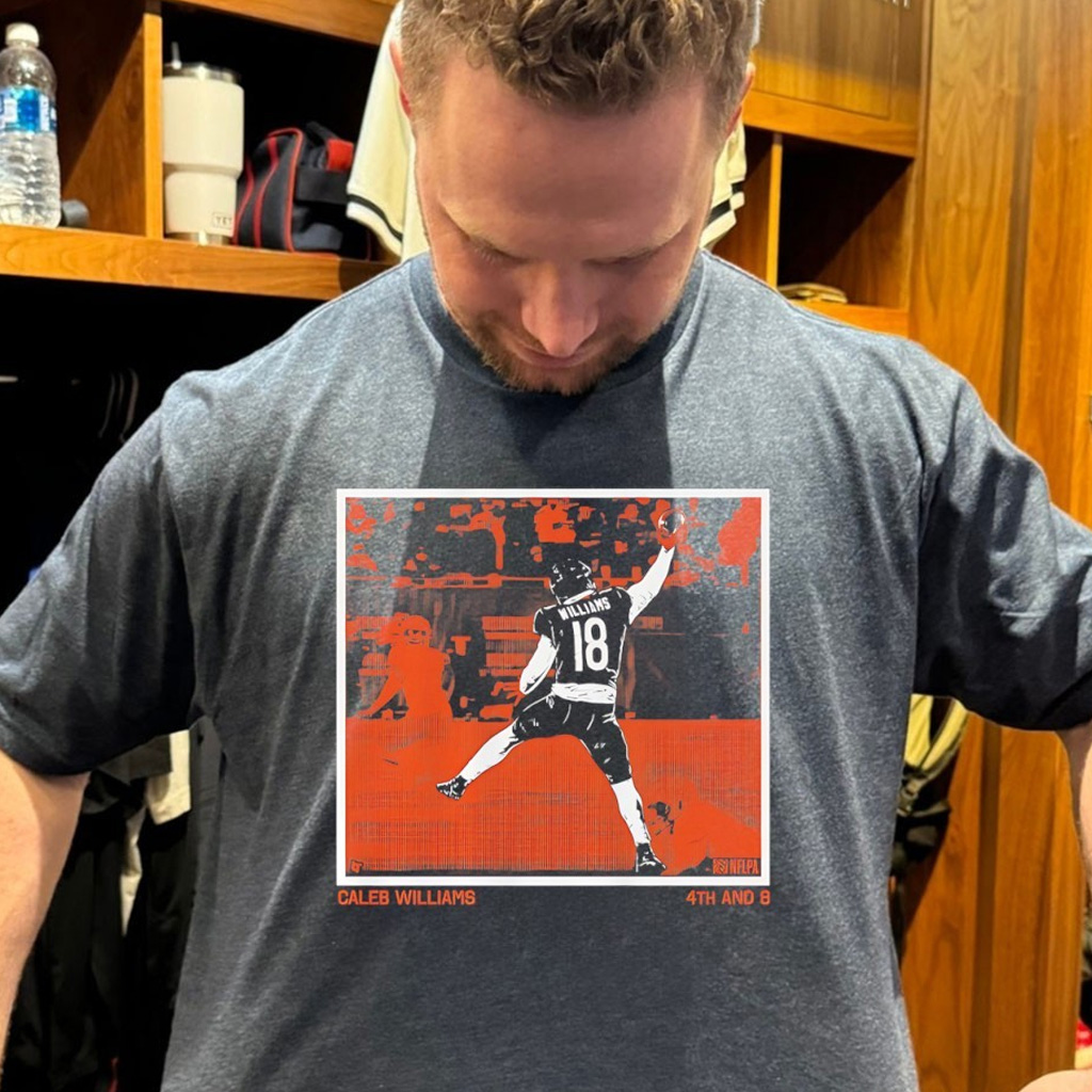 Caleb Williams 4th And 8 Completion To Rome Odunze Shirt Caleb Williams Merch Gifts For Fans