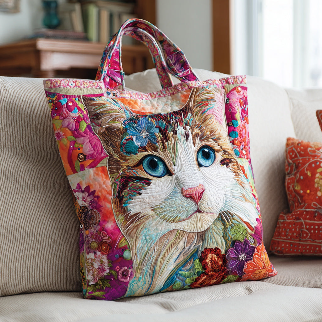 Calico Cat Bloom Quilted Tote Bag Cat Gifts For Her