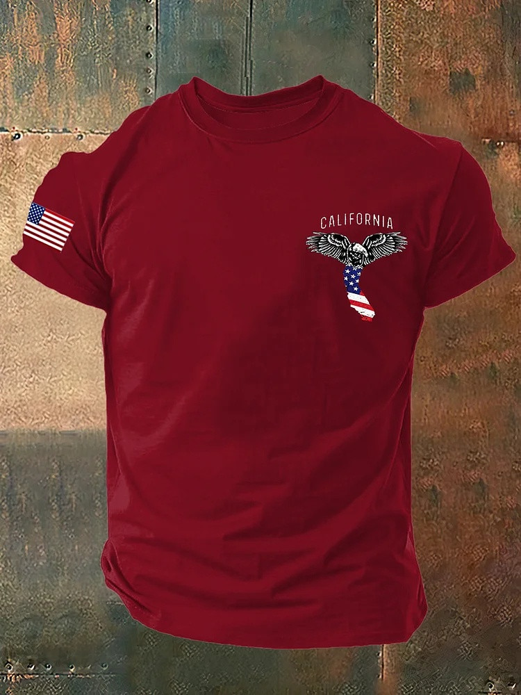 California Eagle American Flag Graphic Tees Men Patriotic T Shirt 250th Anniversary Gift