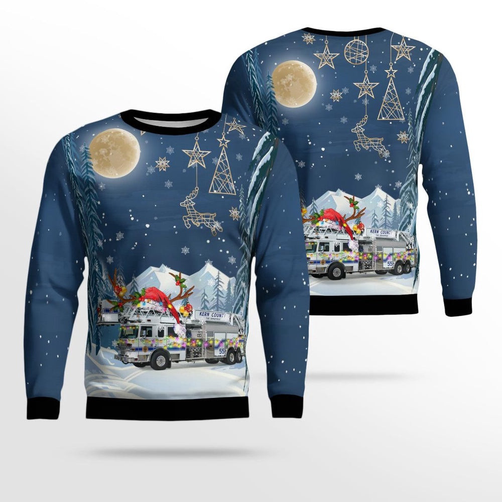 California Fire Departments Christmas AOP Ugly Sweater Xmas Unisex Sweater Christmas Gifts For Men Women