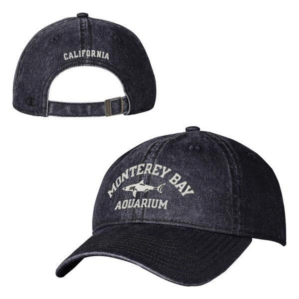 California Monterey Aquarium Merch Hat Vintage Black California Shark Logo Baseball Cap