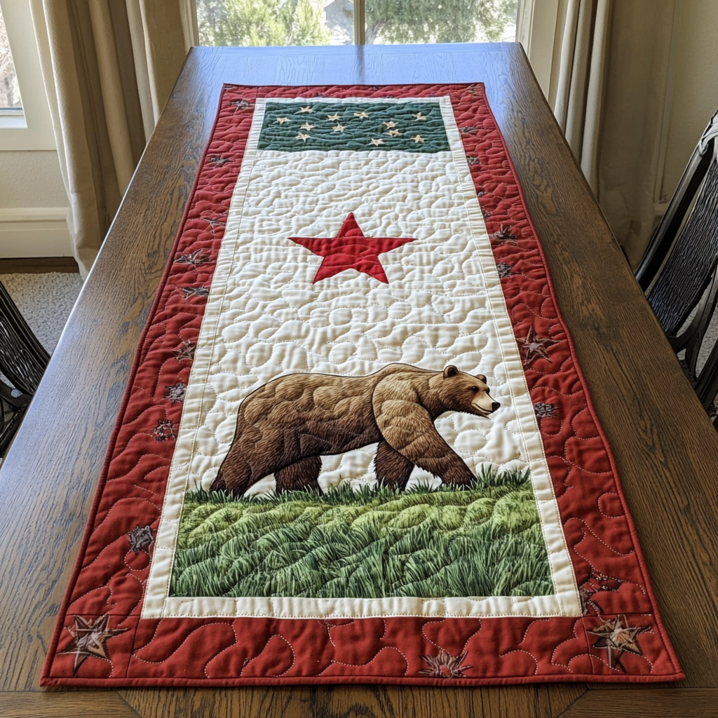 California Wilderness Quilted Table Runner Dining Decor Christmas Bear Gifts