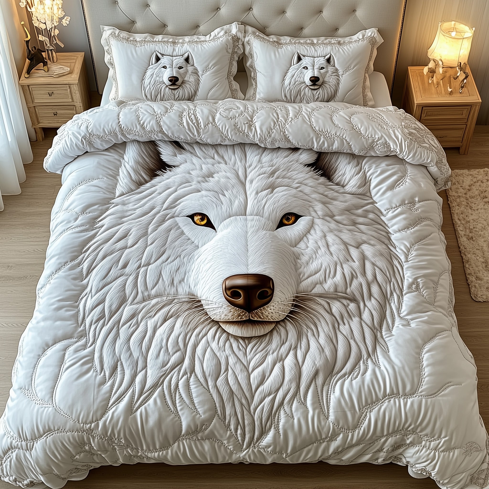 Call from the North Quilted Bedding Set Duvet Cover Bed Sheet Best Gifts For Wolf Lovers
