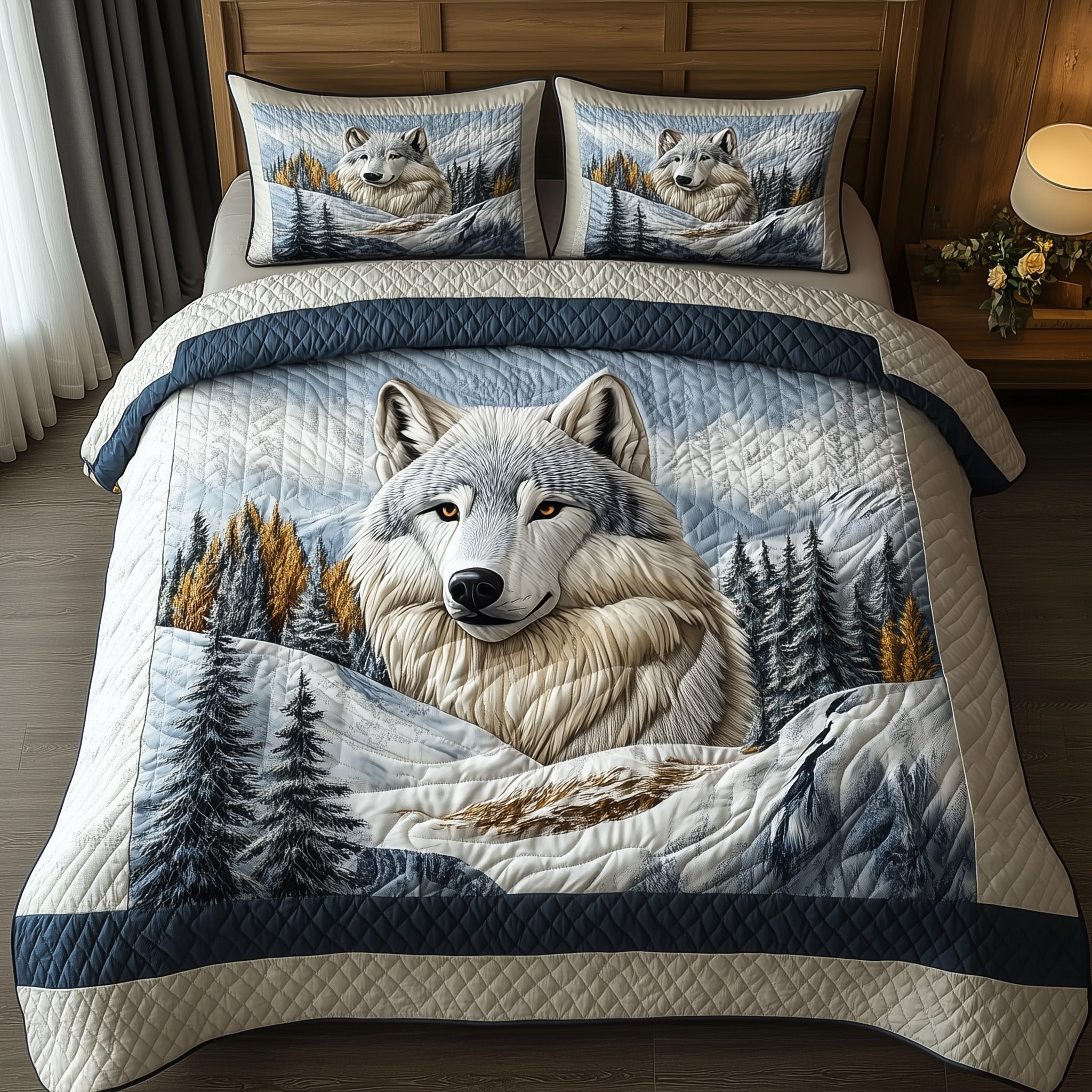 Call from the North Quilted Bedding Set Duvet Cover Bed Sheet Gifts For People Who Love Wolves