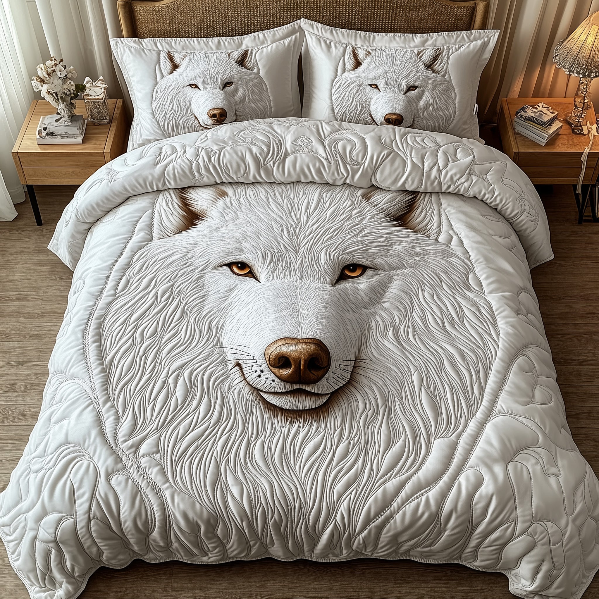 Call from the North Quilted Bedding Set Duvet Cover Bed Sheet Unique Gifts For Wolf Lovers