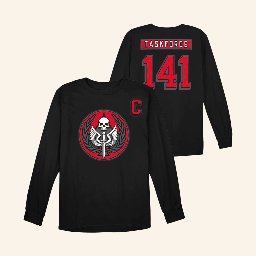 Call Of Duty Merch Call Of Duty Hockey Task Force 141 Black Long Sleeve T-Shirt Gifts For Him Call Of Duty Merch Call Of Duty Hockey Task Force 141 Black Long Sleeve T-Shirt Gifts For Him