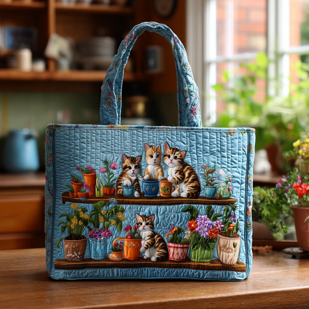 Calm Catwalk Quilted Tote Bag Cat Presents For Cat Lovers