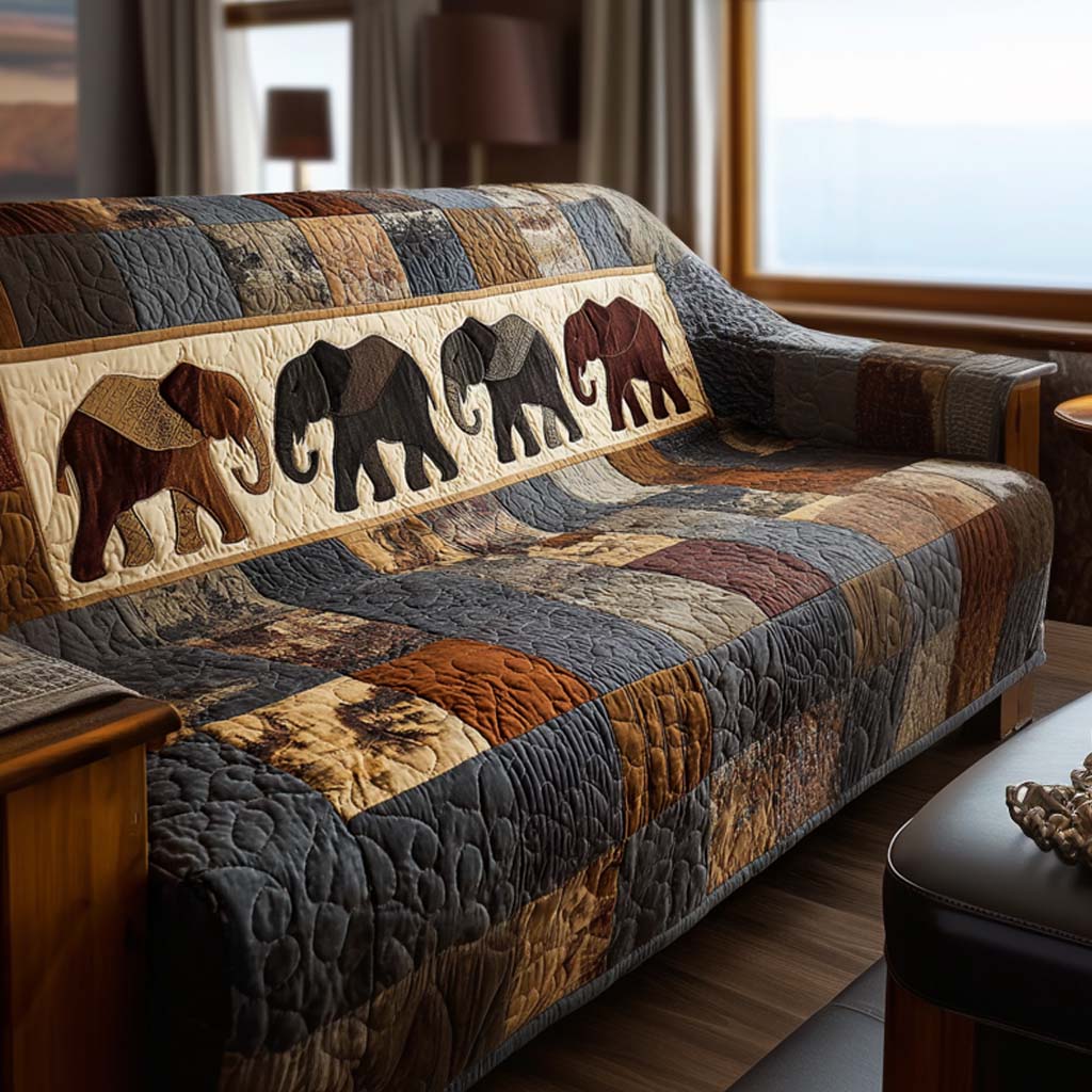Calm Elephant Quilted Sofa Cover Home Decor Christmas Presents For Elephant Lovers
