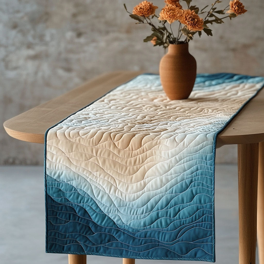 Calm Horizon Quilted Table Runner Dining Table Decor Gift For Ocean Lover