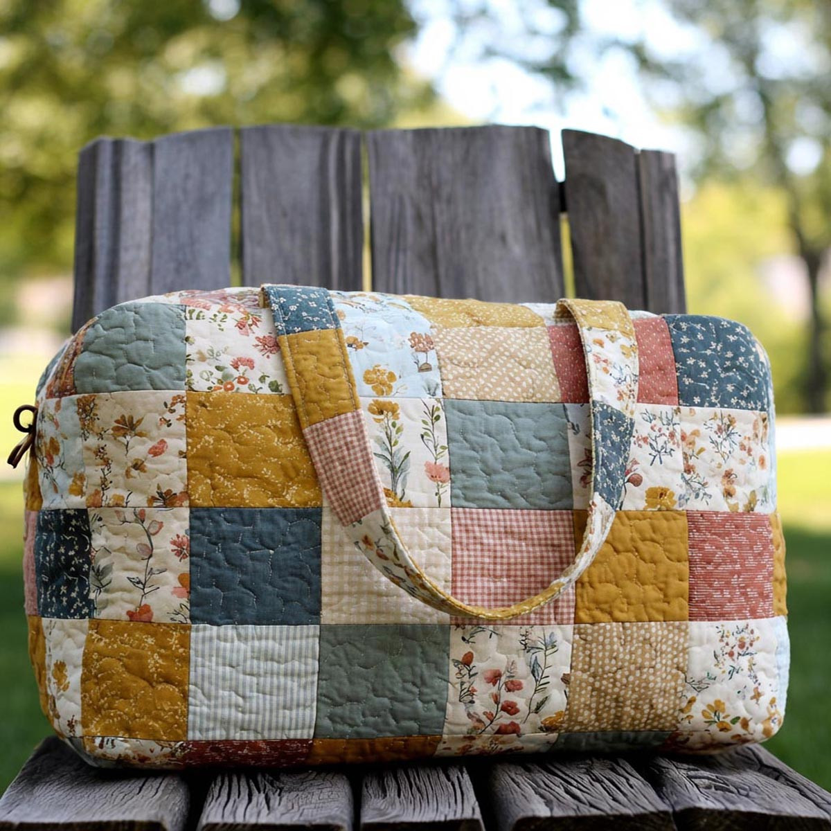 Calm Nature Quilted Duffle Bag Peaceful Outdoor Travel Bag Best Gift For Nature Lovers Camping Trips Fun