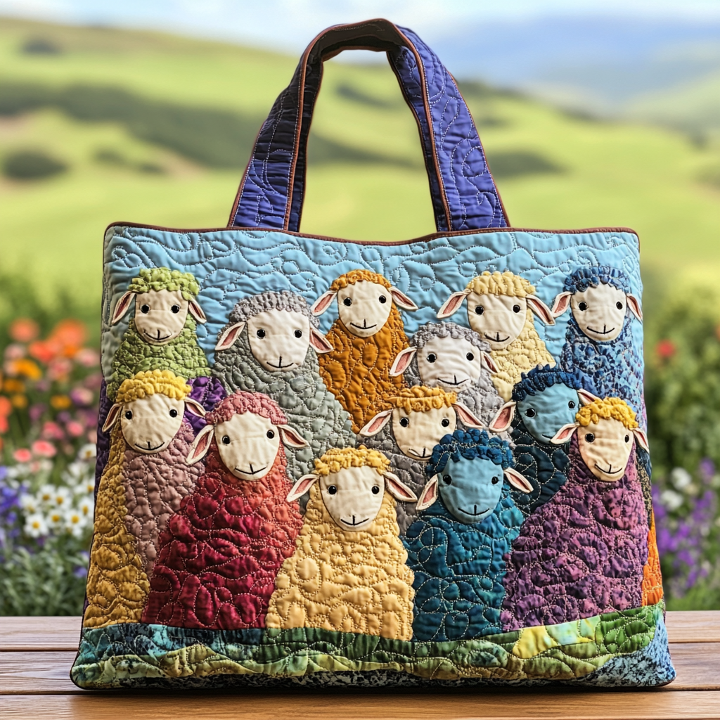 Calm Sheep Quilted Tote Bag Sheep Themed Gifts