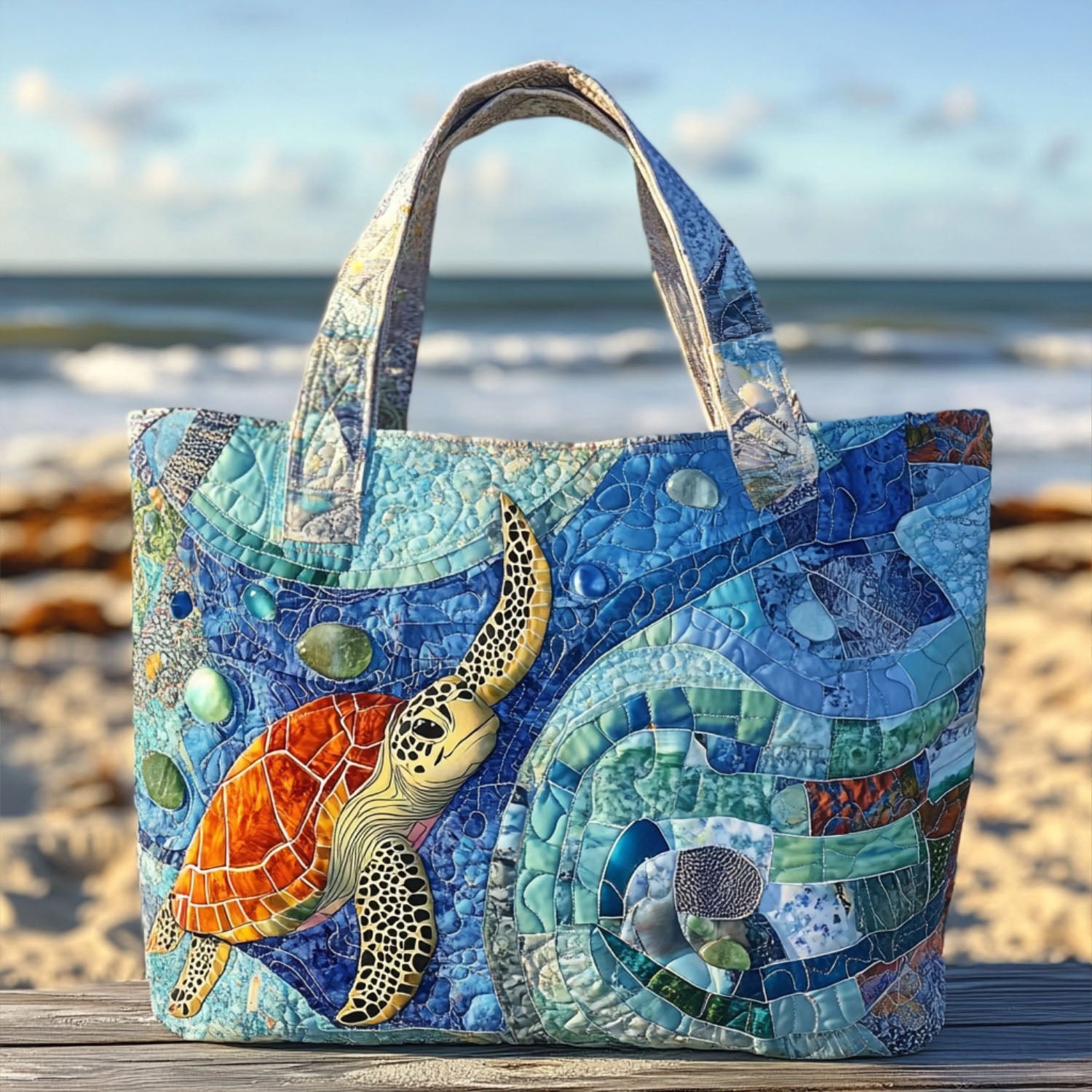 Calm Voyager Quilted Tote Bag Unique Gifts For Ocean Lovers