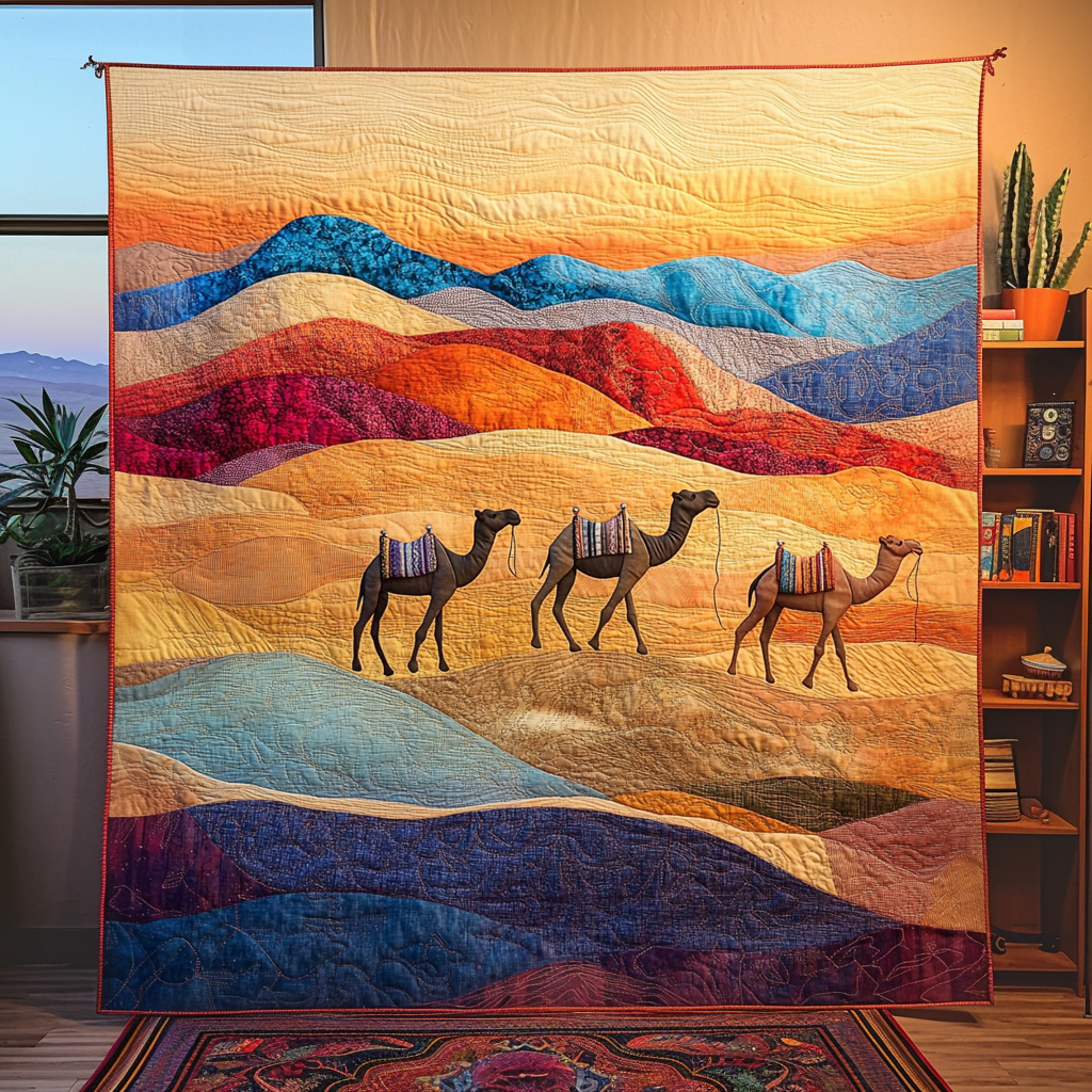 Camel Adventure Quilted Blanket Sofa Couch Throw Blanket Family Christmas Gifts