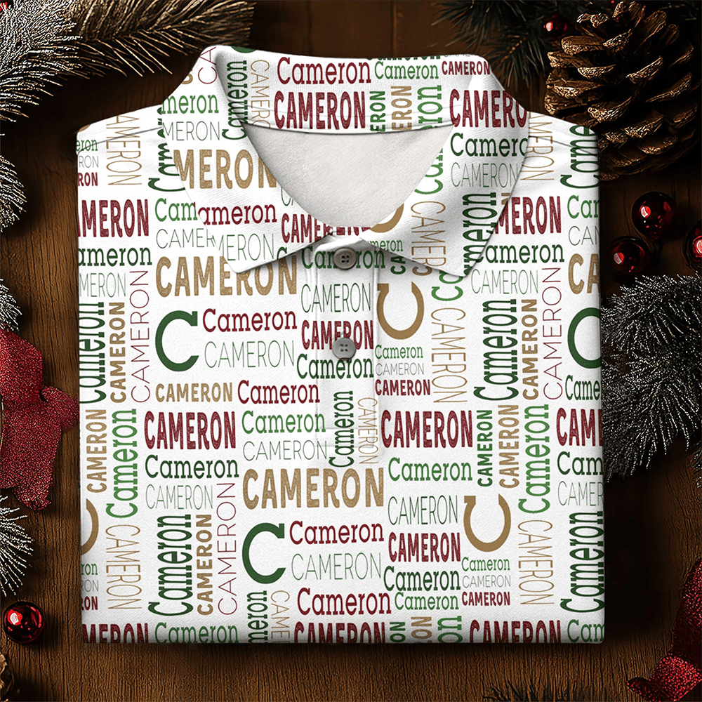 Cameron Pattern Christmas Golf Tops For Men Christmas Golf Shirt Men Golf Apparels