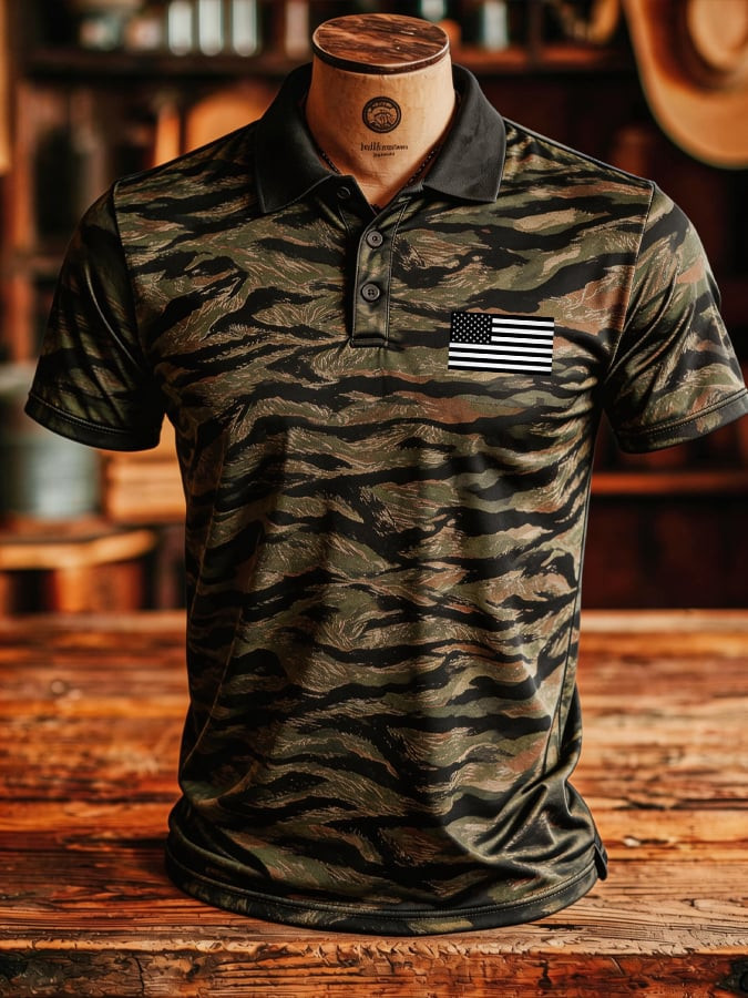 Camo American Flag Polo Shirt 4th Of July 1776 2026 Clothes Gift For Brothers