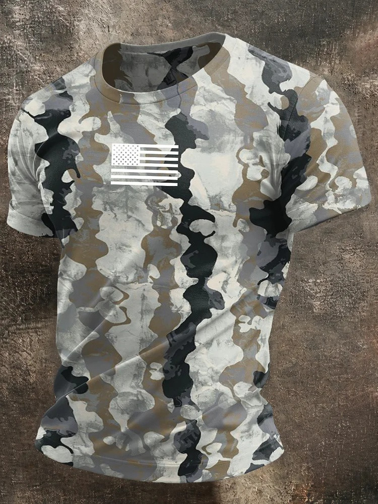 Camo American Flag Tshirts Men Patriotic Graphic Tees 250th Anniversary USA Military Gift