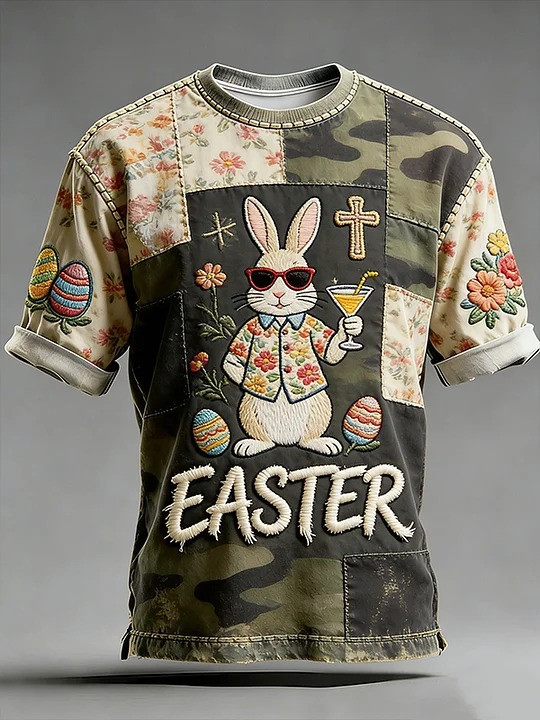 Camo Easter Bunny T-Shirt Cool Rabbit Cross Easter Egg Holiday Clothing Best Gift For Easter Lovers