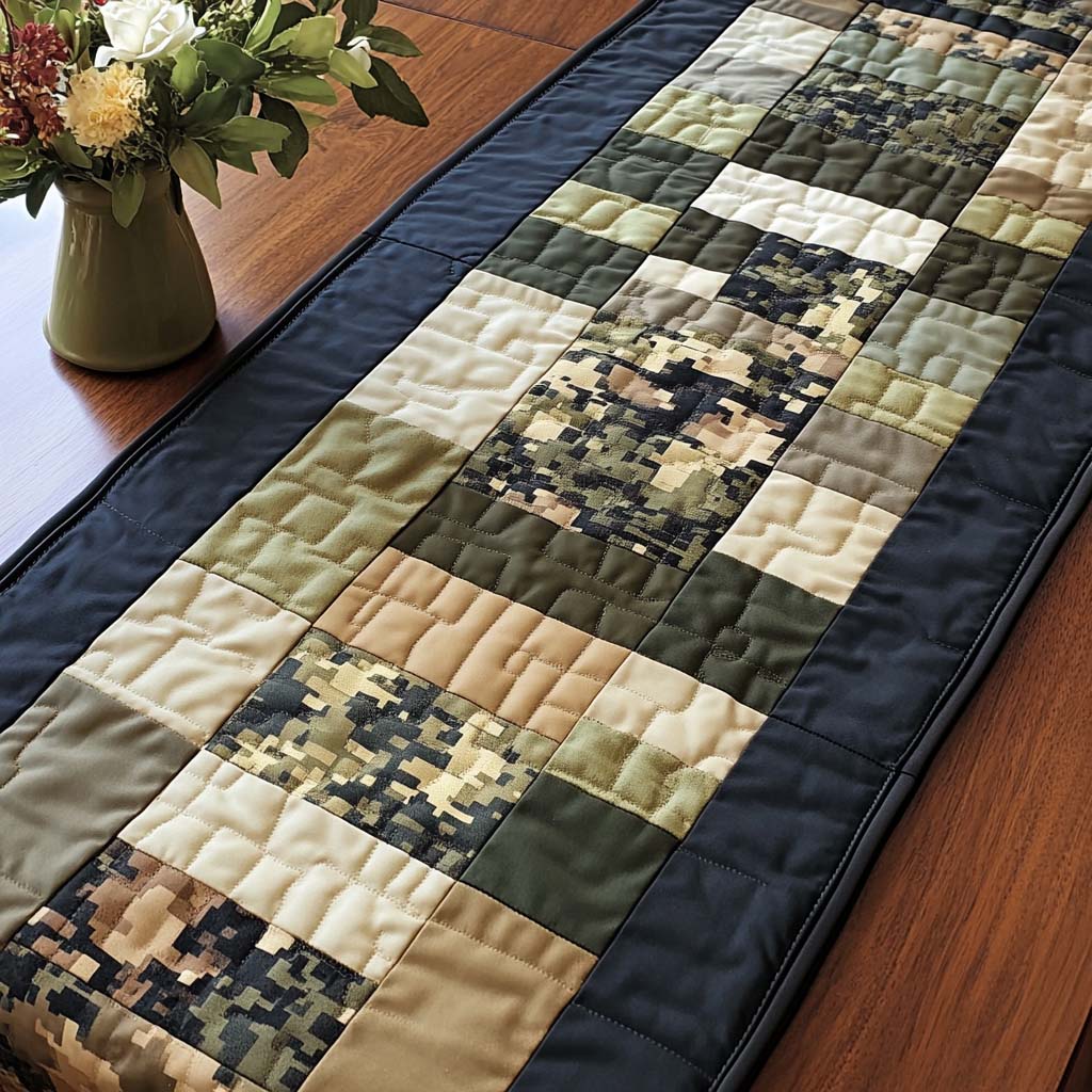 Camo Patchwork Quilted Table Runner Holiday Table Throw Patriotic Gifts For Her