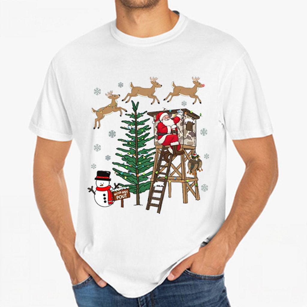 Camo Santa Christmas Better Not Pout Hunting T-Shirt Christmas Presents For Boyfriend Camo Santa Christmas Better Not Pout Hunting T-Shirt Christmas Presents For Boyfriend