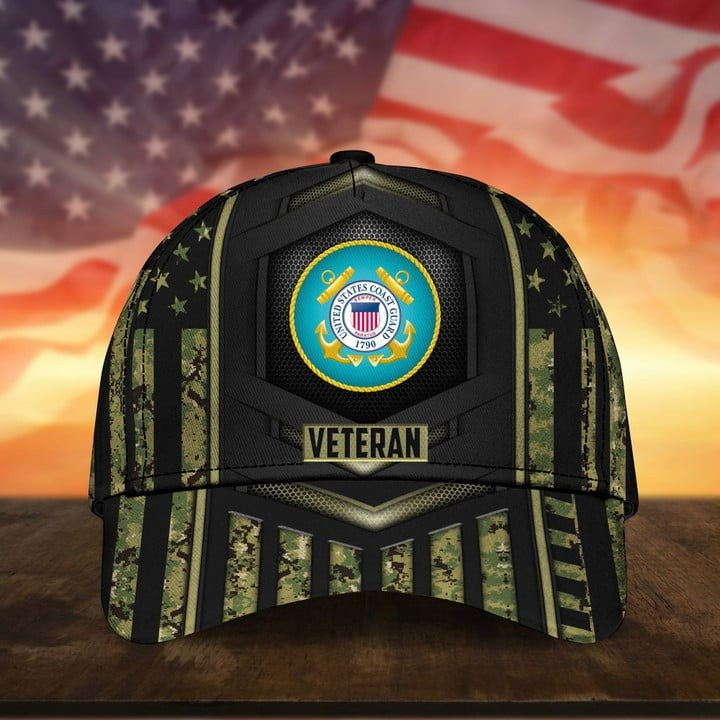 Camo Soldiers Multiservice US Coast Guard Cap Gift for Dad and Husband on Veterans Day