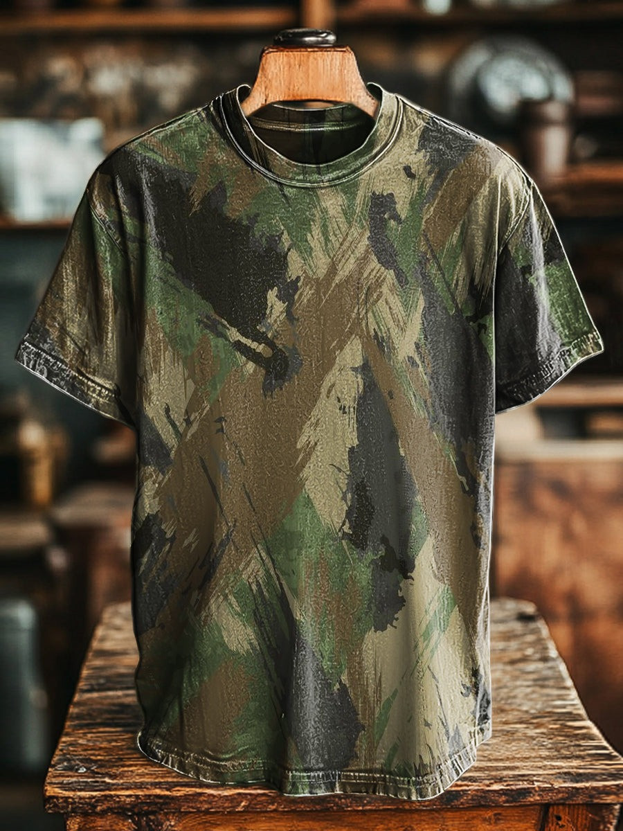 Camo T-Shirt Green Brown Camouflage Military Tee Presents For Patriots