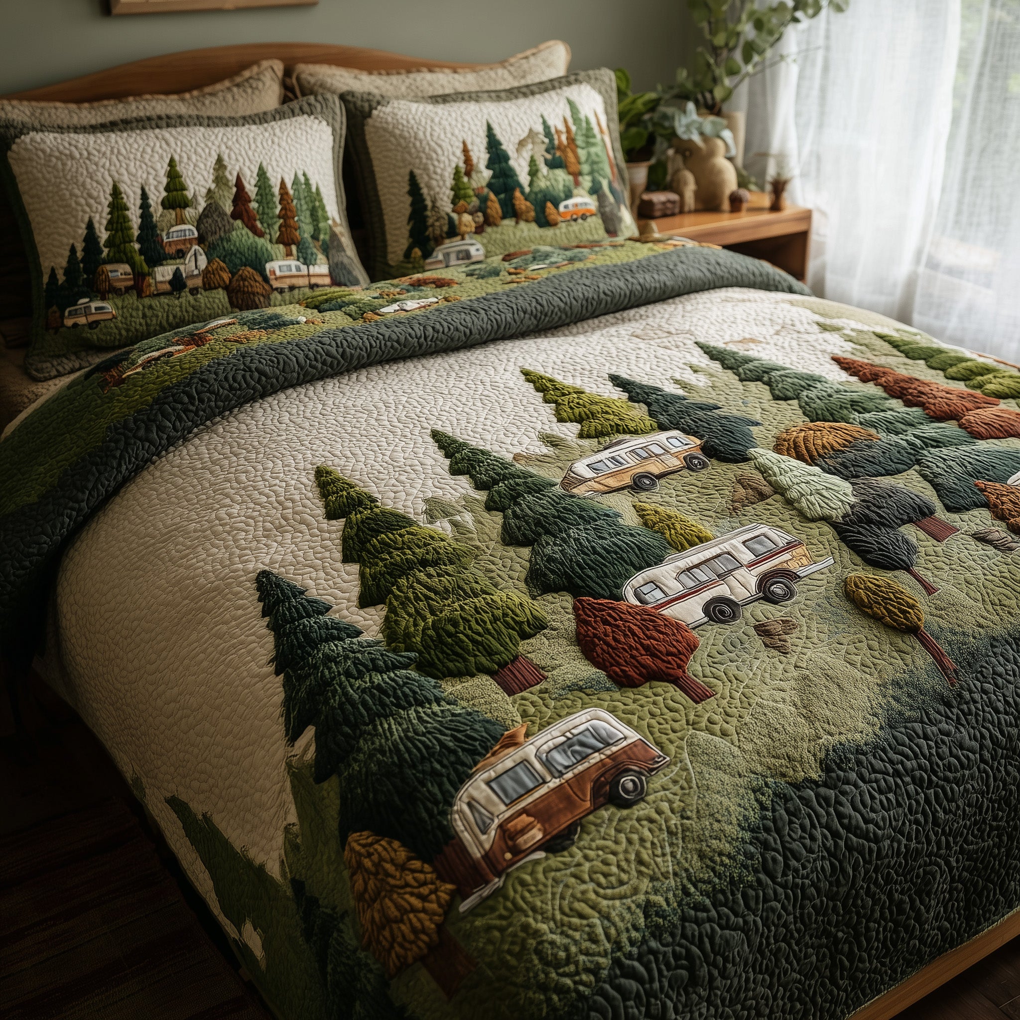 Camp Life Quilted Bedding Set Duvet Cover Bedspread Novelty Camping Gifts For Him Her