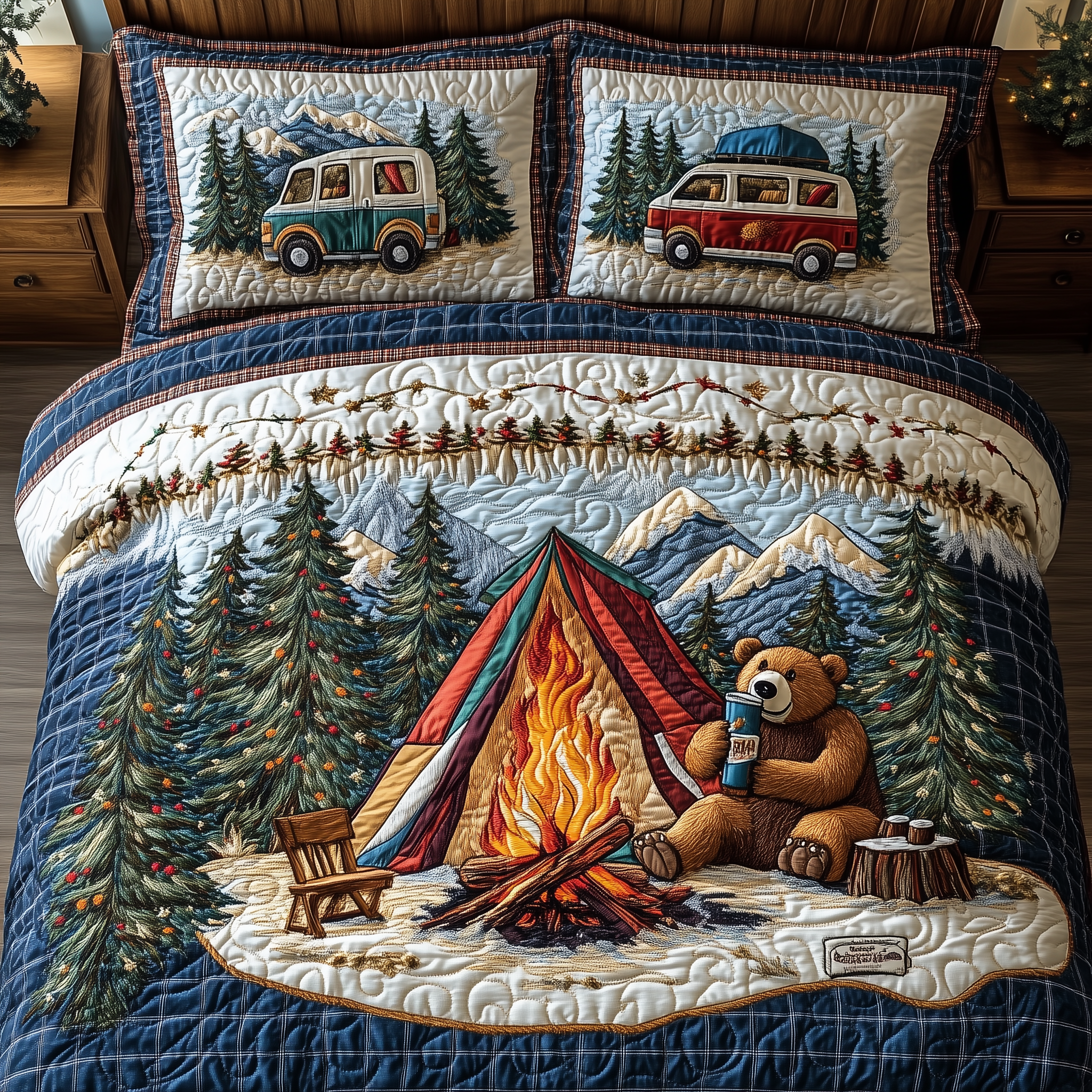 Camp Life Quilted Bedding Set Xmas Bedding Set Best Christmas Gifts 2024