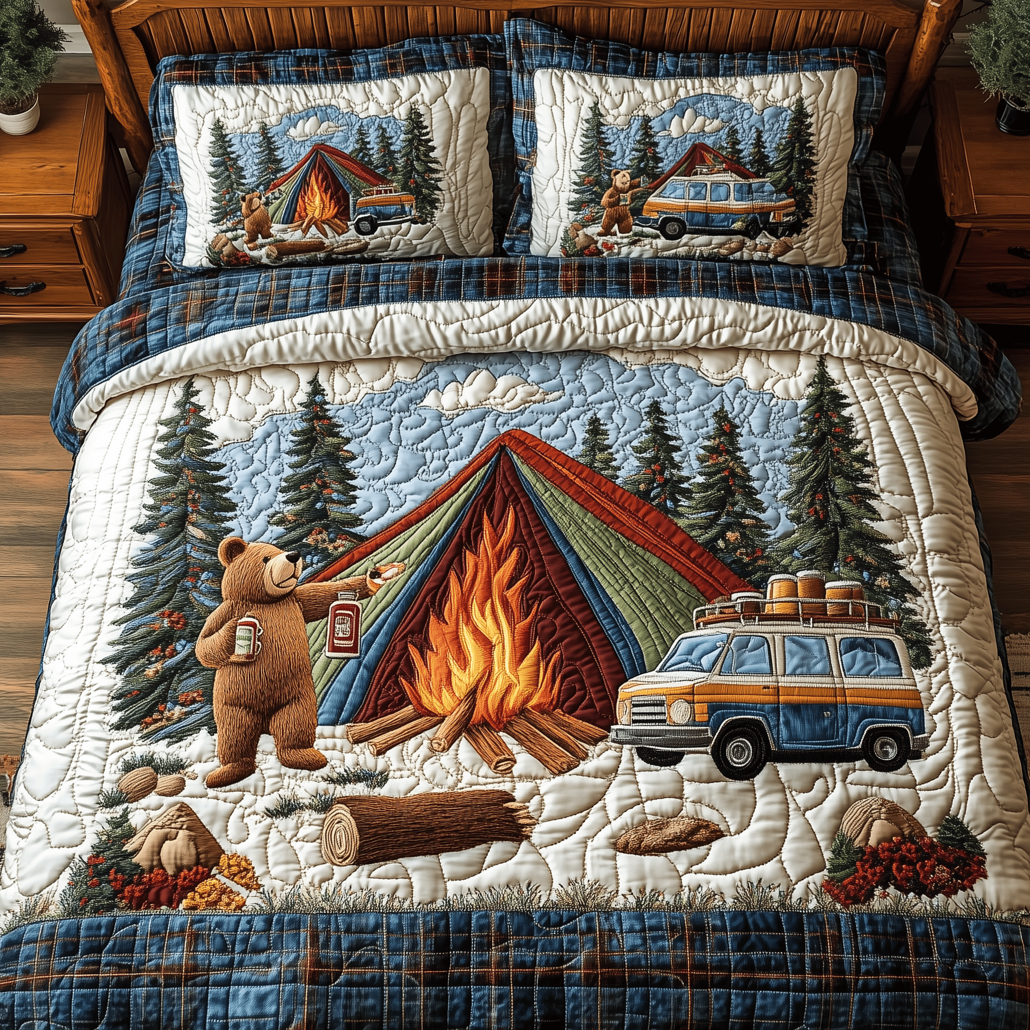 Camp Life Quilted Bedding Set Xmas Bedding Set Best Christmas Gifts 2024 For Camping Lovers