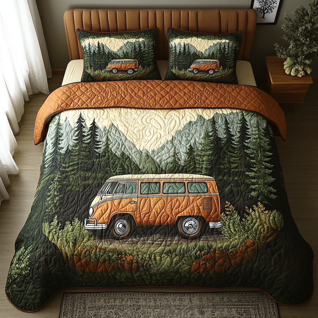 Camper Dreams Quilted Bedding Set Bed Room Decoration Best Camping Gifts
