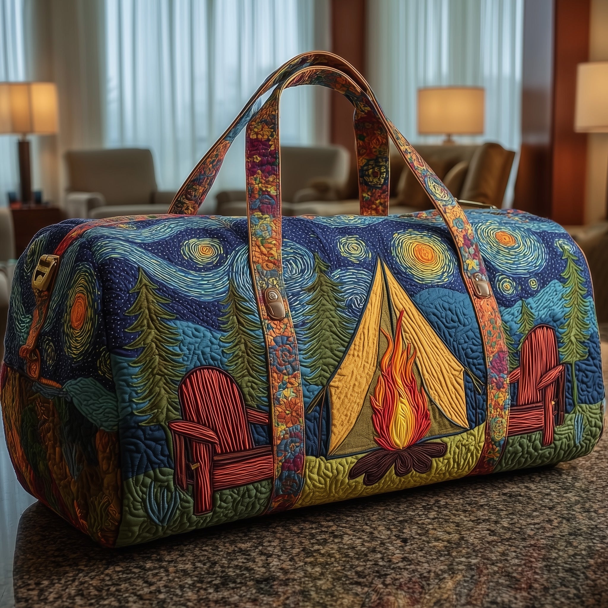 Camper Quilted Duffle Bag Easy To Clean Surface