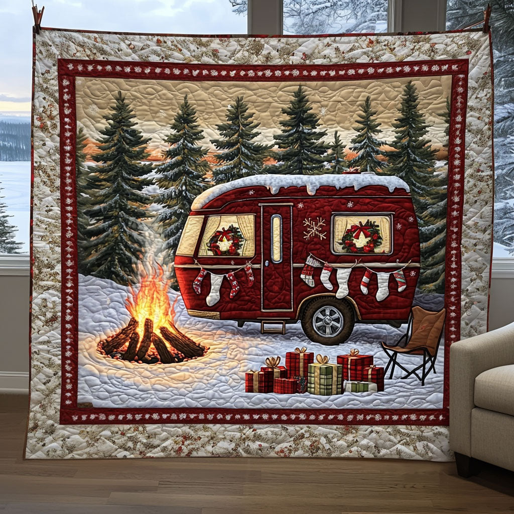Campfire Christmas Quilt Blanket Christmas Throws Best Camping Gifts For Him