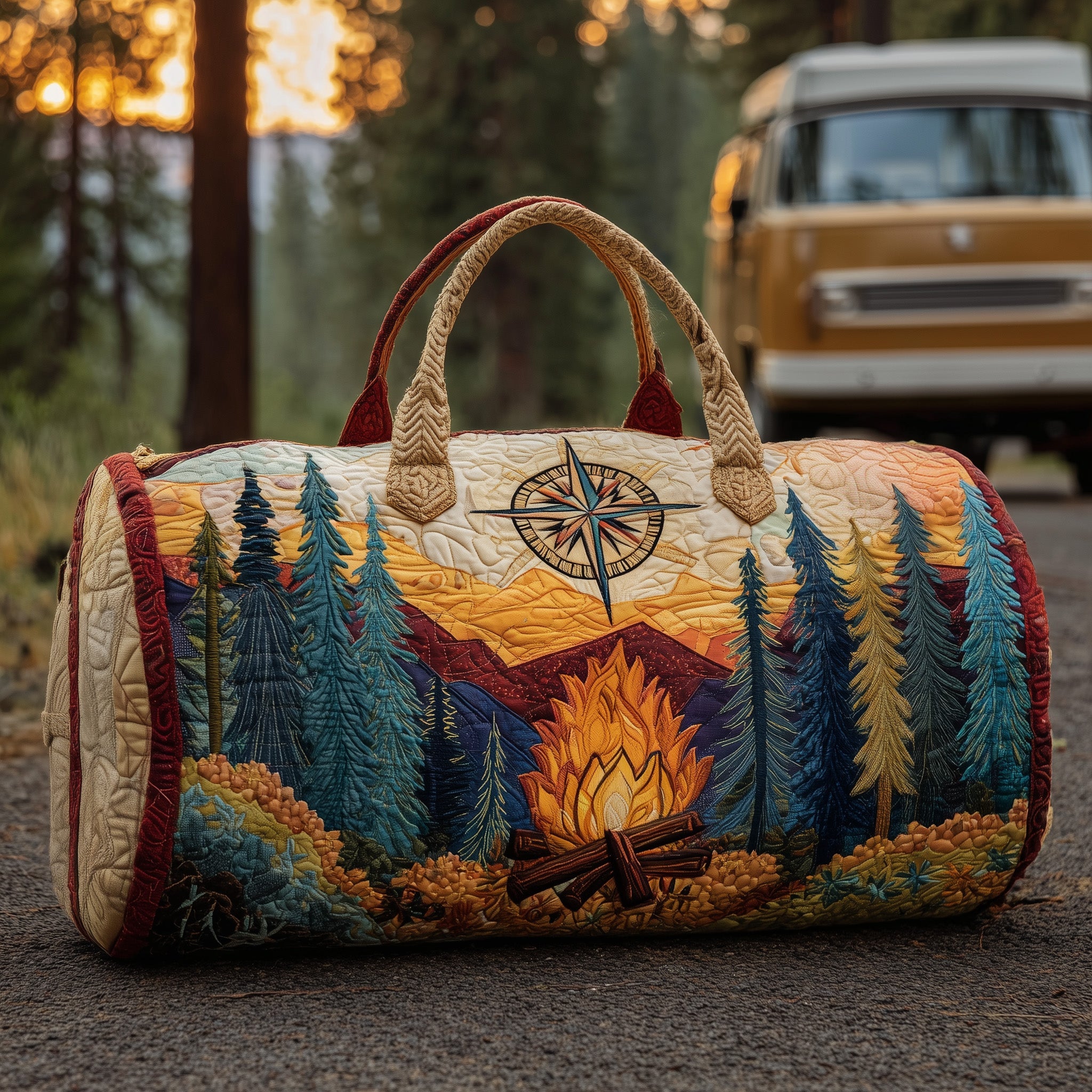 Campfire Dream Quilted Duffle Bag Father's Day Gift Idea