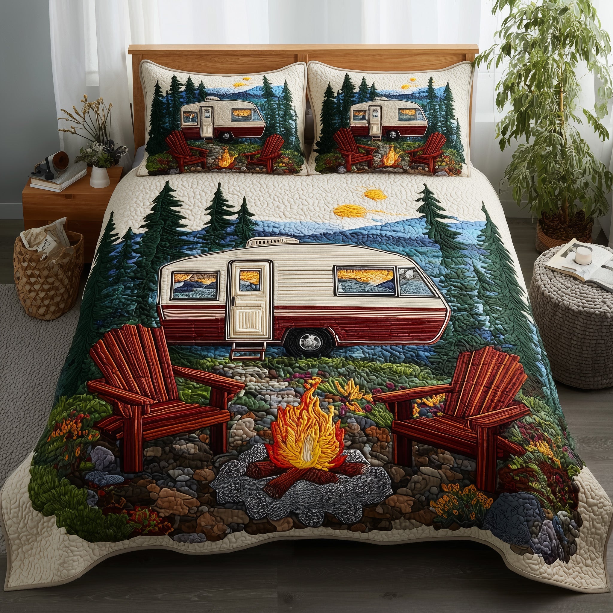 Campfire Dreams Quilted Bedding Set Anniversary Gift