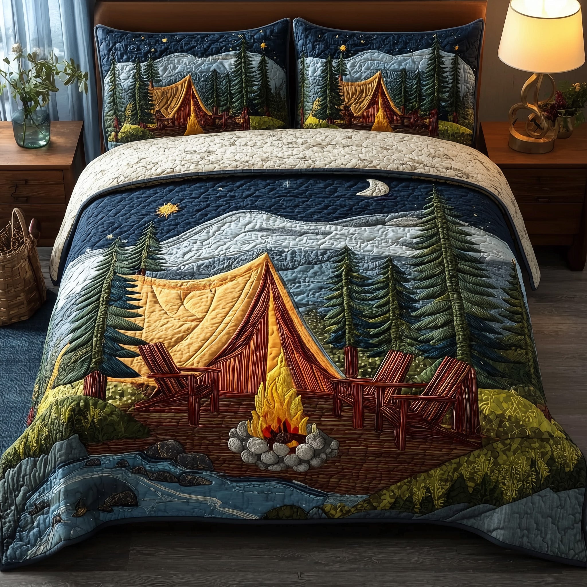 Campfire Dreams Quilted Bedding Set Cotton Sateen