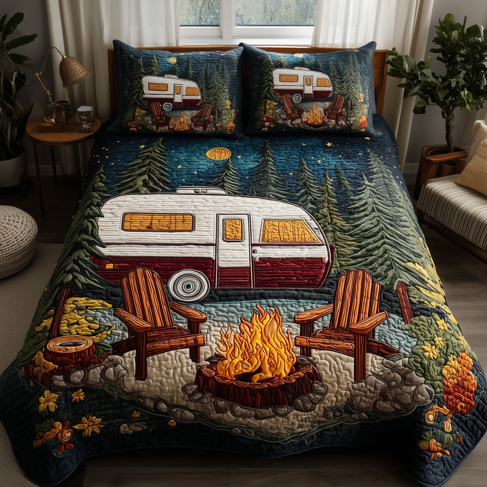 Campfire Dreams Quilted Bedding Set Housewarming Gift