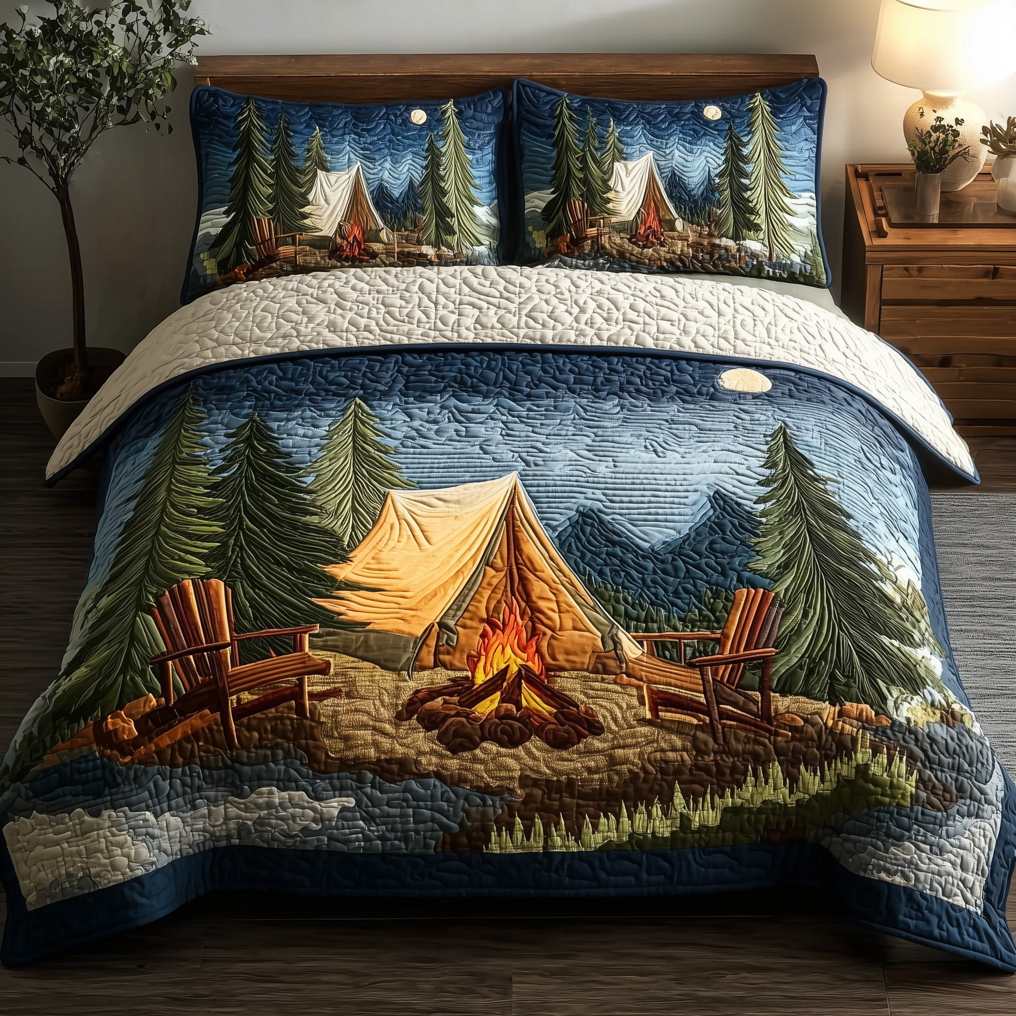 Campfire Dreams Quilted Bedding Set Linen Blend