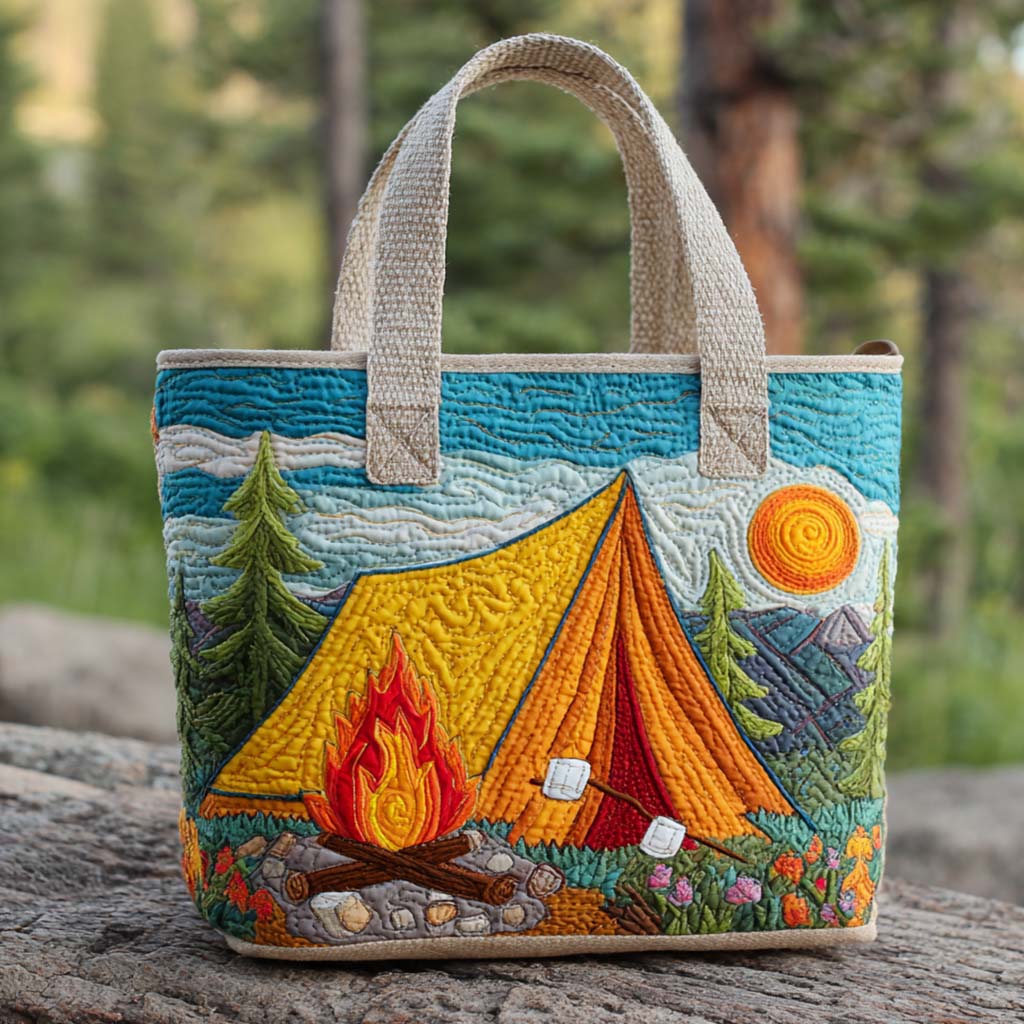 Campfire Moments Quilted Tote Bag Camping Gifts For Men Women